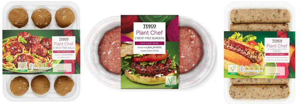 Tesco plant based food packaging design